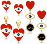 💖 stunning nvenf heart earrings – red enamel evil eye love studs for valentine’s day gift logo