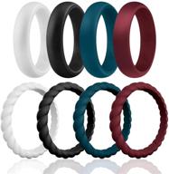 👰✨ affordable thin braided stackable silicone rubber wedding bands for women by roq - available in 8, 4 &amp; 2 packs and singles logo