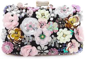 img 4 attached to Yokawe Women's Evening Bag with Flower Design | Party Prom Clutch Purse for Floral Bride | Wedding Handbag