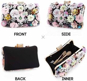 img 3 attached to Yokawe Women's Evening Bag with Flower Design | Party Prom Clutch Purse for Floral Bride | Wedding Handbag