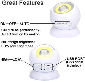 img 2 attached to 🔦 Lebote Wireless Motion Sensor Light: Battery Powered Wall Light, Waterproof Indoor/Outdoor LED Motion Lights for Garage, Porch, Stair, Ceiling, Gate - 2 Pack