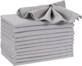 img 4 attached to 🍽️ Hausattire Cloth Napkins Set of 12: Grey 18x18 Inches - Reusable Cotton Dinner Napkins for Everyday Use