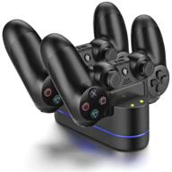 🎮 icespring playstation 4 charger kit: dual usb charging dock station & stand for ps4 controller logo