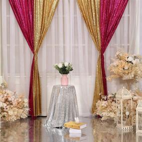 img 1 attached to 🌟 Golden Sequin Backdrop Curtain – 2 Panels, 2Ft x 8Ft – Ideal for Wedding and Party Decor – Poise3EHome