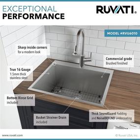 img 2 attached to 🚰 Ruvati RVU6010 Topmount Laundry Utility Sink 25x22x12 Deep 16 Gauge Stainless Steel