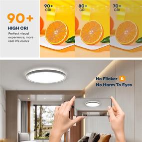 img 2 attached to 24W Dimmable LED Flush Mount Ceiling Light Fixture with Remote Control - BLNAN 11.8Inch Round Close to Ceiling Lights, Color Changeable (3000K-6500K), Slim Modern Ceiling Lamp for Bedroom Kitchen