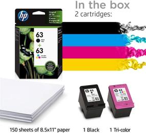 img 2 attached to 🖨 HP 63 Ink Cartridges & 150 Sheets 8.5x11 Paper Bundle - Black, Tri-color - Compatible with HP Deskjet 1112, 2100, 3600 Series, HP ENVY 4500 Series, OfficeJet 3800 Series, 4600, 5200 Series - F6U61AN, F6U62AN