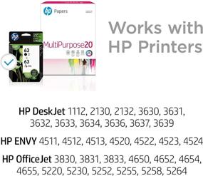 img 3 attached to 🖨 HP 63 Ink Cartridges & 150 Sheets 8.5x11 Paper Bundle - Black, Tri-color - Compatible with HP Deskjet 1112, 2100, 3600 Series, HP ENVY 4500 Series, OfficeJet 3800 Series, 4600, 5200 Series - F6U61AN, F6U62AN