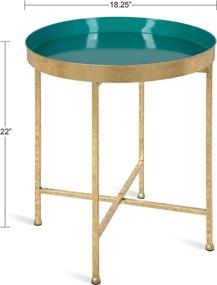 img 3 attached to 🟢 Teal and Gold Foldable Round Accent Table by Kate and Laurel - 18.25" x 18.25" x 22" - Modern Minimalist Design with Detachable Magnetic Tabletop