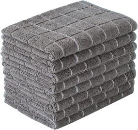 img 4 attached to 🧽 Premium Microfiber Dish Towels - Ultra-Soft, Highly Absorbent, and Lint-Free Kitchen Towels - 8 Pack (Stylish Gray Lattice Design) - Large Size: 26 x 18 Inch