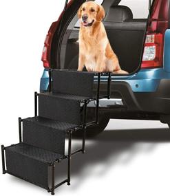 img 4 attached to 🐾 Domaker 4/5 Steps Pet Stairs 30 Inches High: Sturdy, Foldable, Lightweight - Ideal for Cars, SUVs, Jeeps, Trucks. Portable with Shoulder Strap in Black