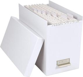 img 1 attached to 📦 White Bigso John Fiberboard Desktop File Storage Box with Label Frame, 10.2 x 7 x 13 inches