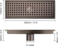 orhemus 12-inch linear shower floor drain with removable cover grid grate - sus 304 stainless steel, brushed bronze antique copper finish logo