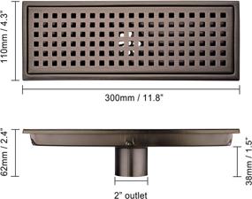 img 4 attached to Orhemus 12-Inch Linear Shower Floor Drain with Removable Cover Grid Grate - SUS 304 Stainless Steel, Brushed Bronze Antique Copper Finish