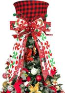 🎁 hmasyo gift for mom: festive red plaid velvet bowler derby hat tree topper - extend holiday cheer with candy bowknot ribbon decorations! logo