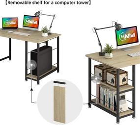 img 1 attached to Space-Saving 4NM Computer Desk with 2-Tier Bookshelf: Multipurpose 🖥️ Home Office Writing Workstation and Study Table in Natural and Black