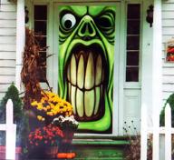 👹 transform your door into a haunting green goblin with halloween haunted house green goblin door cover! logo
