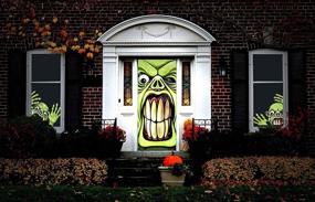 img 1 attached to 👹 Transform Your Door into a Haunting Green Goblin with Halloween Haunted House Green Goblin Door Cover!