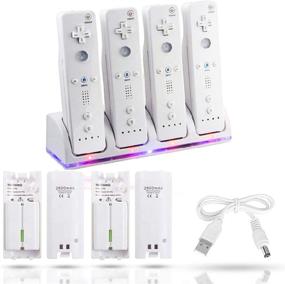 img 4 attached to 🎮 VTone 4-in-1 Charging Station for Wii Remotes - Controller Charger Dock with 4pcs 2800mAh Rechargeable Battery Pack (White)
