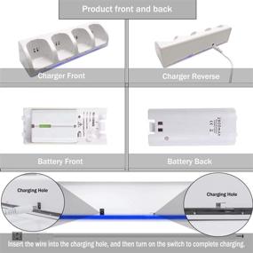 img 2 attached to 🎮 VTone 4-in-1 Charging Station for Wii Remotes - Controller Charger Dock with 4pcs 2800mAh Rechargeable Battery Pack (White)