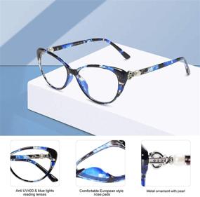 img 3 attached to 👓 AMOMOMA Elegant Cat Eye Women's Progressive Multifocal Blue Light Blocking Reading Glasses - AM6013