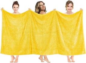 img 2 attached to 🌟 Premium Oversized Turkish Bath Towel by American Soft Linen - 40x80 Inch, Luxury Ringspun Cotton, Maximum Softness & Absorbency, 650 GSM - Lemon Yellow