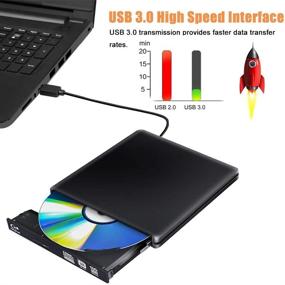 img 2 attached to 📀 High-Speed USB 3.0 External Blu Ray DVD Drive for Mac OS & Windows - Portable 3D Player, Burner, and Reader