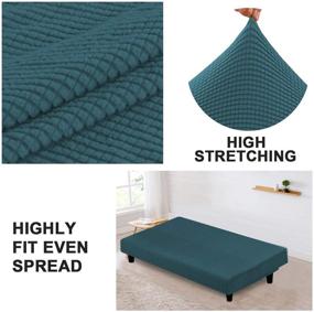 img 1 attached to 🛋️ Turquoize Stretch Futon Cover: Premium Armless Sofa Bed Slipcover for Ultimate Furniture Protection with Elastic Bottom & Plush Jacquard Fabric in Deep Teal