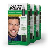 just for men shampoo-in color (formerly original formula), dark brown, pack of 3 - perfect gray hair coloring for men! logo