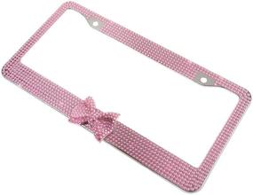 img 1 attached to Stylish Handmade Waterproof Pink Frame with Bling Crystal License Plate Holder – Ideal for Women