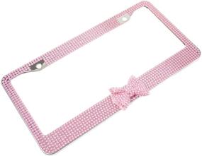 img 2 attached to Stylish Handmade Waterproof Pink Frame with Bling Crystal License Plate Holder – Ideal for Women