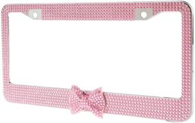 img 3 attached to Stylish Handmade Waterproof Pink Frame with Bling Crystal License Plate Holder – Ideal for Women
