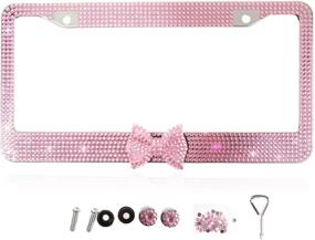 img 4 attached to Stylish Handmade Waterproof Pink Frame with Bling Crystal License Plate Holder – Ideal for Women