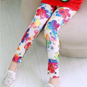 img 2 attached to Soft Patterned Leggings for Toddler Girls: 3 Pack Classic Ankle Length Trousers for 2-11 Years