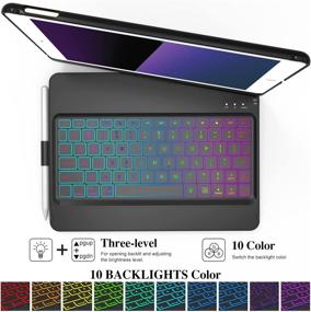 img 2 attached to 🔤 10.2-inch iPad Keyboard Case for iPad 9th Gen 2021, iPad 8th Gen 2020, iPad 7th Gen 2019 - Detachable Bluetooth Keyboard Cover with 10 Color Backlit and 360 Rotatable Design