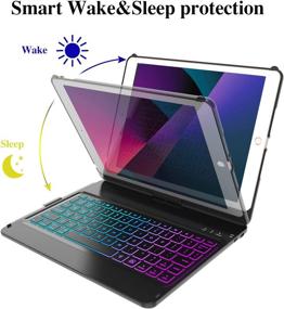 img 1 attached to 🔤 10.2-inch iPad Keyboard Case for iPad 9th Gen 2021, iPad 8th Gen 2020, iPad 7th Gen 2019 - Detachable Bluetooth Keyboard Cover with 10 Color Backlit and 360 Rotatable Design