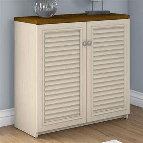 img 3 attached to 🔍 Optimized Search: Fairview Small Storage Cabinet with Doors in Antique White and Tea Maple by Bush Furniture