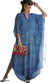 img 4 attached to Striped Swimsuit Caftan 👙 Dress for Women's Clothing - Caftans