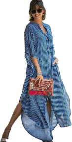 img 3 attached to Striped Swimsuit Caftan 👙 Dress for Women's Clothing - Caftans