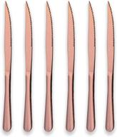 🔪 berglander rose gold stainless steel steak knives, copper color heavy-duty steak knife set for chefs, ideal for bbq weddings, dinners, parties, all homes & kitchens - pack of 6 logo