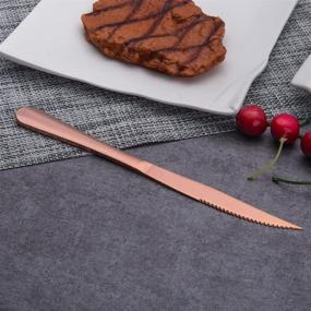 img 2 attached to 🔪 Berglander Rose Gold Stainless Steel Steak Knives, Copper Color Heavy-Duty Steak Knife Set for Chefs, Ideal For BBQ Weddings, Dinners, Parties, All Homes & Kitchens - Pack of 6