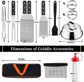 img 3 attached to 🥘 HaSteeL 14-Piece Stainless Steel Griddle Accessories Kit with Carrying Bag - Heavy Duty Spatulas, Melting Domes, Scraper for Outdoor Teppanyaki BBQ - Dishwasher Safe