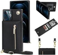 📱 kihuwey iphone xr zipper wallet case with card slots, wrist strap kickstand, shoulder cross body crossbody cover case 6.1 inch (black) logo