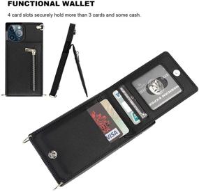 img 2 attached to 📱 KIHUWEY iPhone XR Zipper Wallet Case with Card Slots, Wrist Strap Kickstand, Shoulder Cross Body Crossbody Cover Case 6.1 Inch (Black)