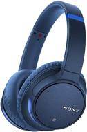🎧 sony whch700n wireless bluetooth over the ear headphones with noise cancelling, mic for phone-call, alexa voice control - blue logo