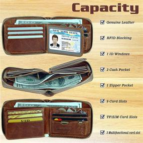 img 1 attached to 👜 Premium Admetus Cowhide Leather Zippered Men's Accessories: Wallets, Card Cases & Money Organizers