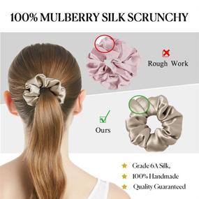 img 3 attached to ☕️ LilySilk Silk Hair Scrunchies: Frizz-Free, Breakage Prevention, 100% Mulberry Silk Hair Ties, No Damage, Elastic Ponytail Holders, 1Pc, Coffee