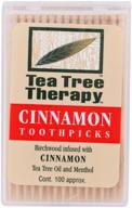 🌿 cinnamon tea tree toothpicks 100 count by tea tree therapy - 12 pack: natural oral care solution for fresh breath and oral health logo