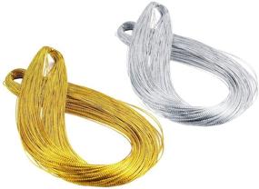 img 4 attached to 150 Meters / 165 Yards Ryalan Metallic Gift Tags: Silver Gold Cord, String for Jewelry Thread, Wrapping, Hair Braiding, and Craft Making - 1mm (Silver Gold, 150 Meters)