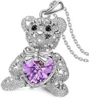 🐻 j.nina bucci bear necklace - adorable teddy bear pendant crystal jewelry gift for women, daughter, her - star-shaped hollow design - cute present logo